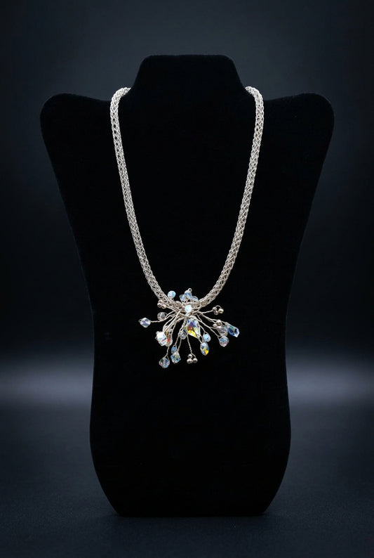 Handcrafted Viking Knit Chain With Swarovski Crystal Necklace