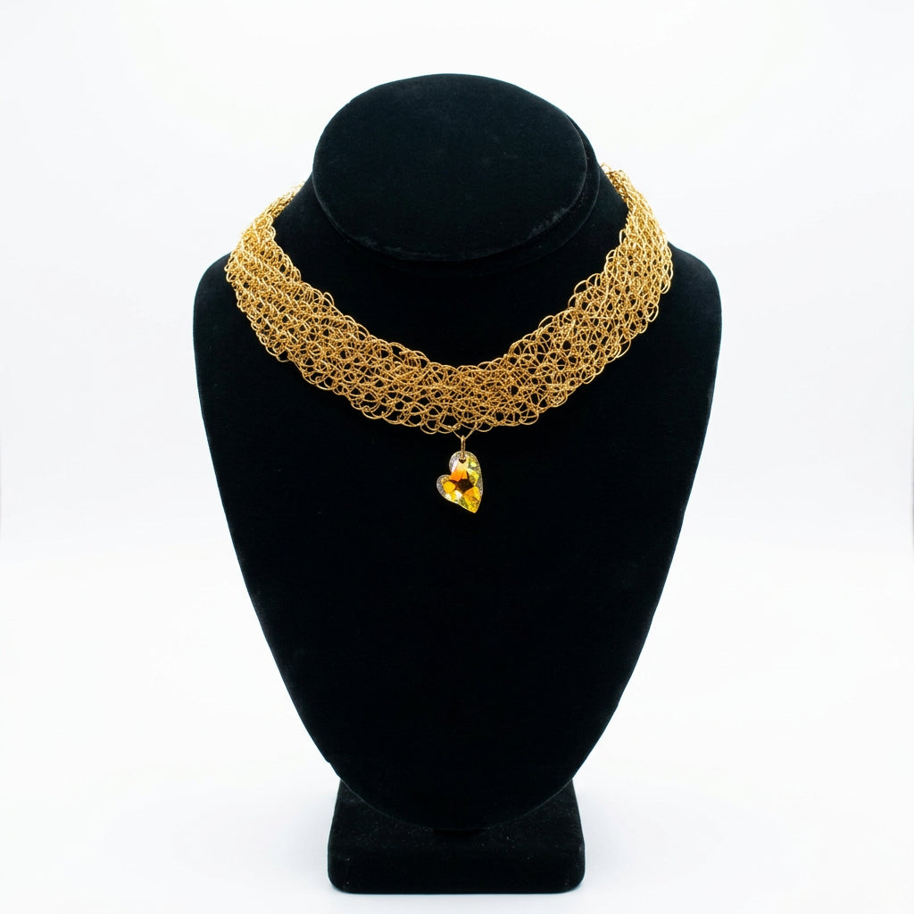 Handcrafted Viking Knit Choker With Swarovski Crystal