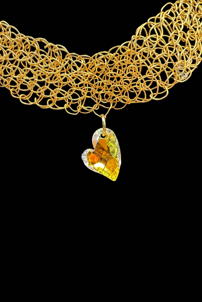 Handcrafted Viking Knit Choker With Swarovski Crystal
