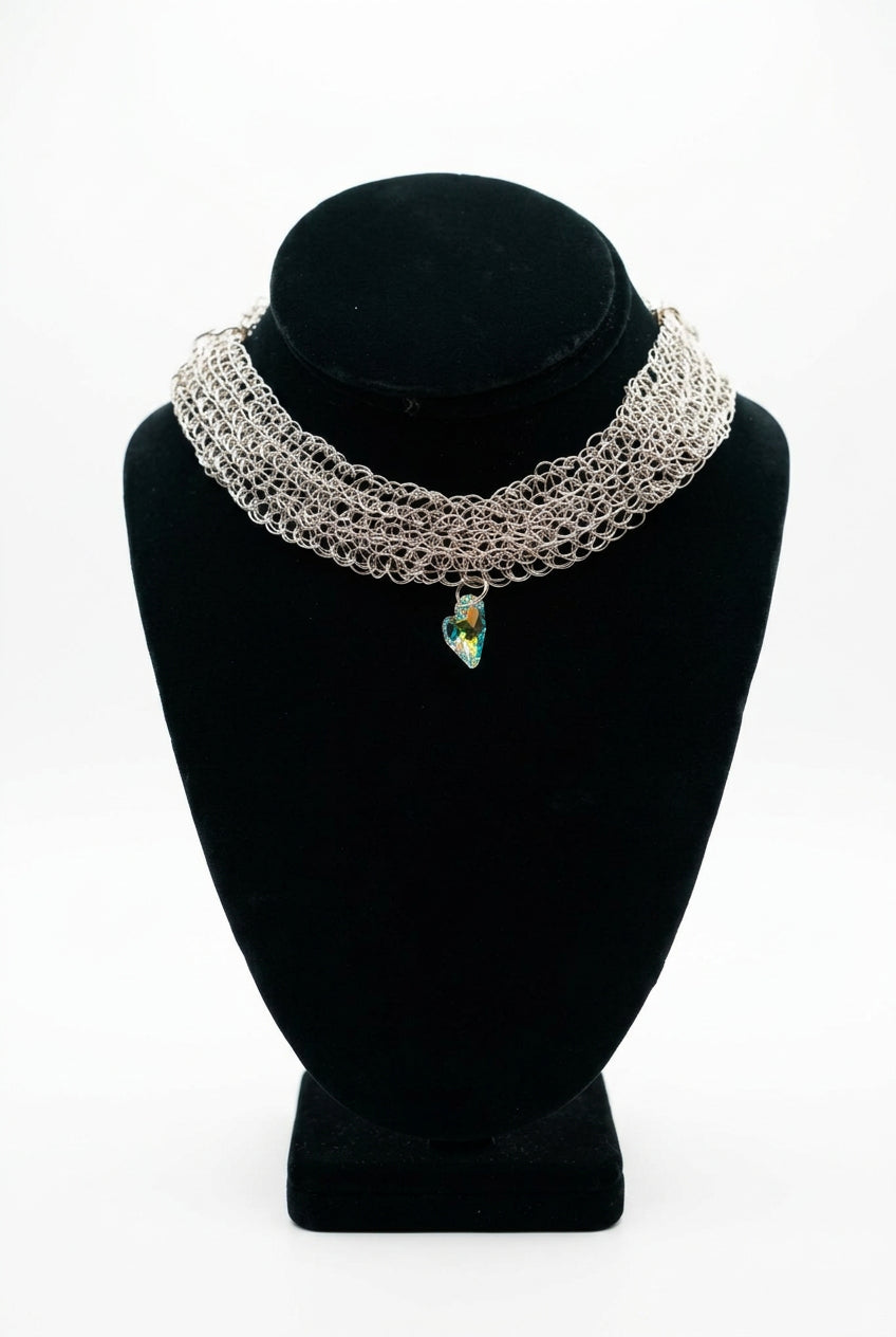 Handcrafted Viking Knit Choker With Swarovski Crystal