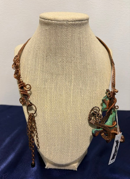 Copper Wire Necklace With Mellted Pendant