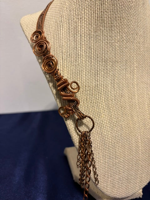 Copper Wire Necklace With Mellted Pendant