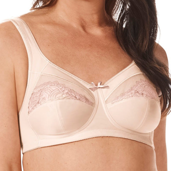 The Amoena Isadora bra in the Rose Mauve color. Front view 