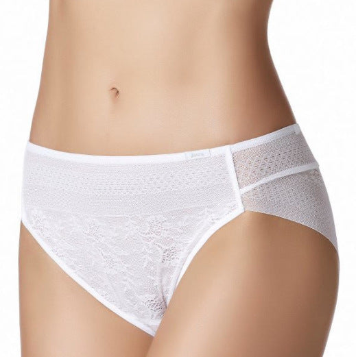Moraj - Invisible Bikini Panties with Lace Waistband, white