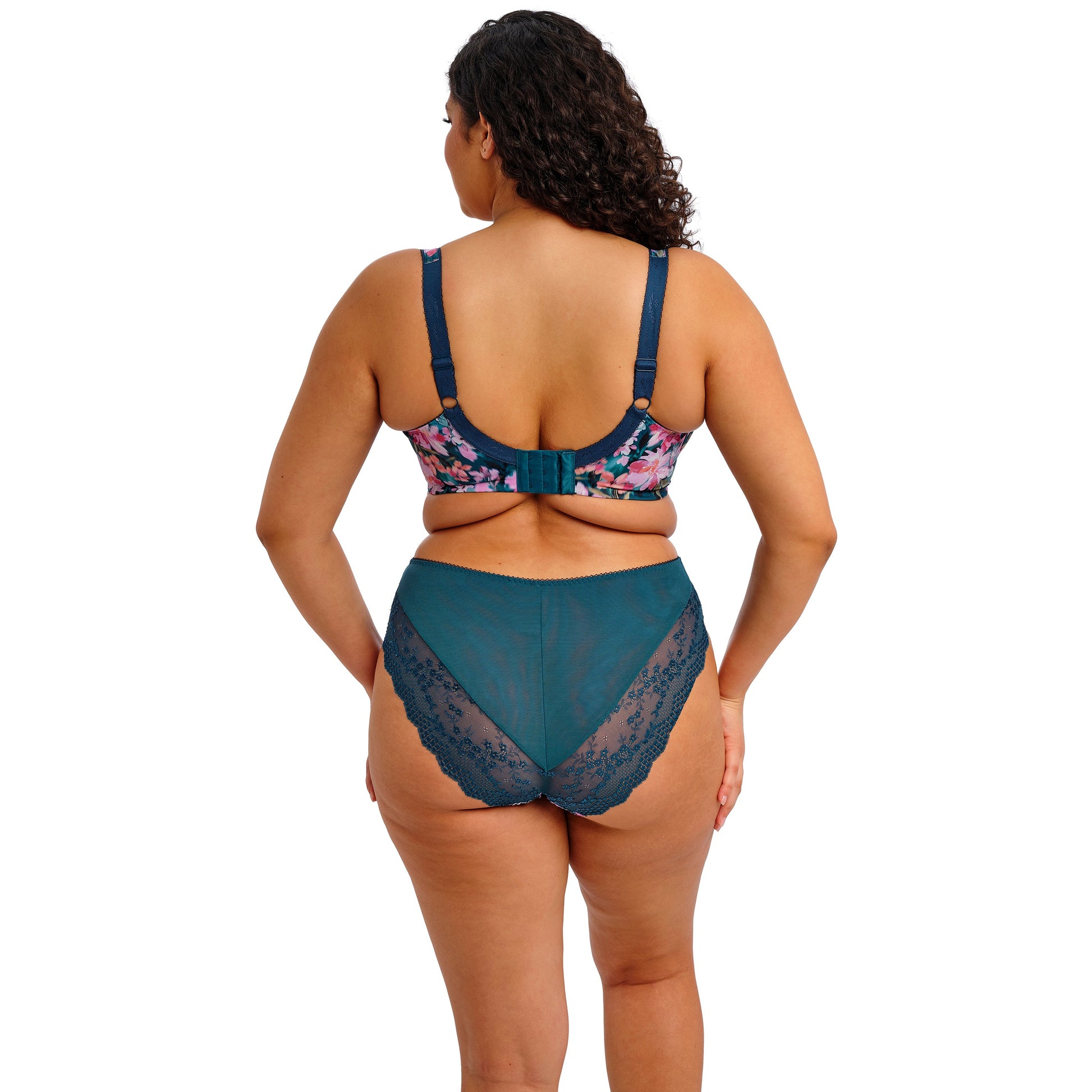 Elomi Lucie Stretch Plunge Bra - Teal Floral - Fashion