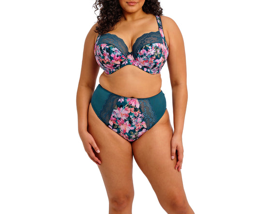 Elomi Lucie Stretch Plunge Bra - Teal Floral - Fashion