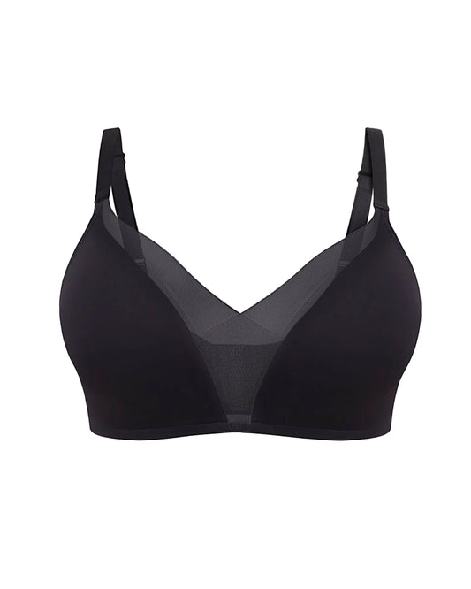 Black bra on a beige background