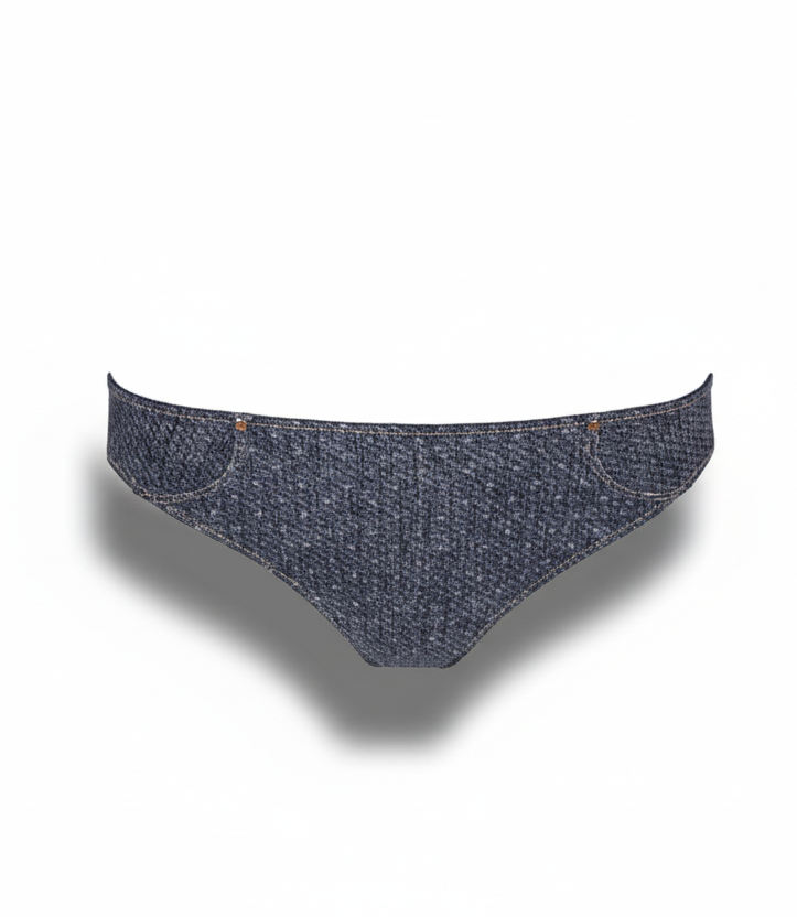 Blue denim underwear on a white background