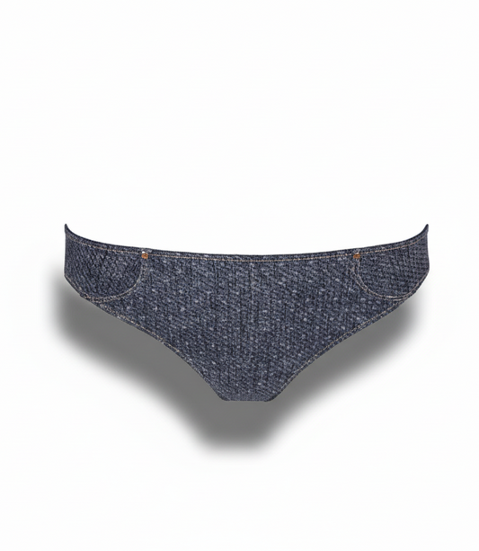 Blue denim underwear on a white background