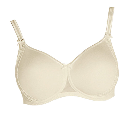 Beige bra on a white background