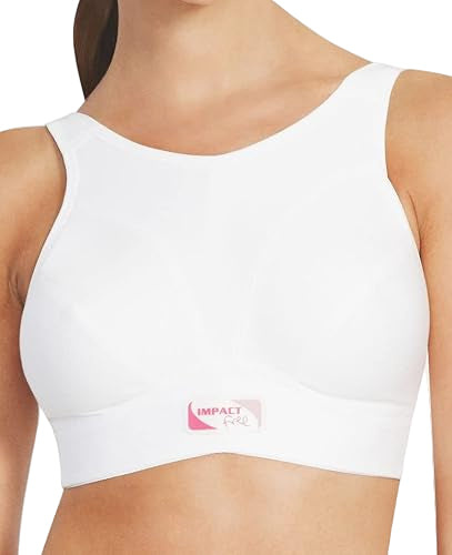 White sports bra with a brand logo on a plain background