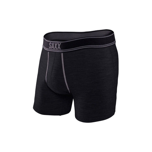 Black boxer briefs with 'SAXX' branding on a white background