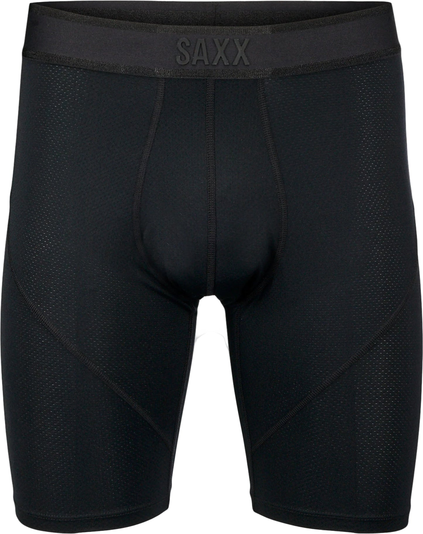Black SAXX underwear briefs on a white background