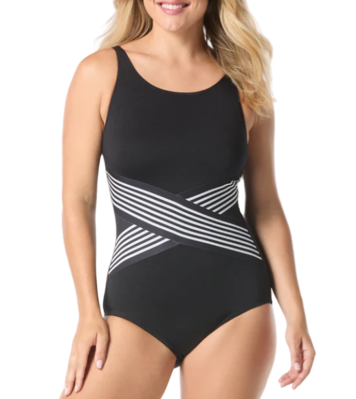 Gabar High Neck One Piece Swimsuit - Black/White