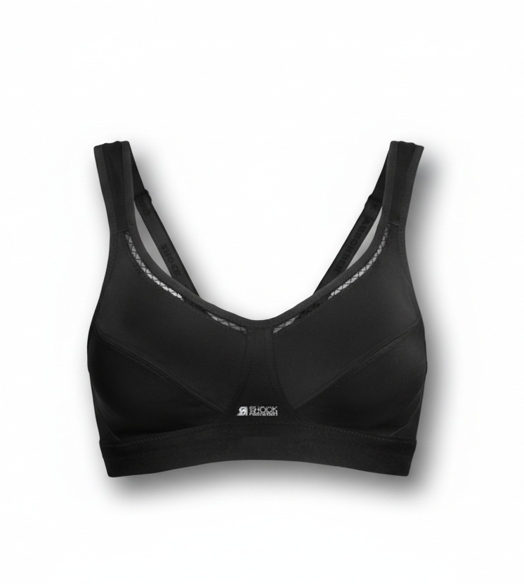Black sports bra on a white background