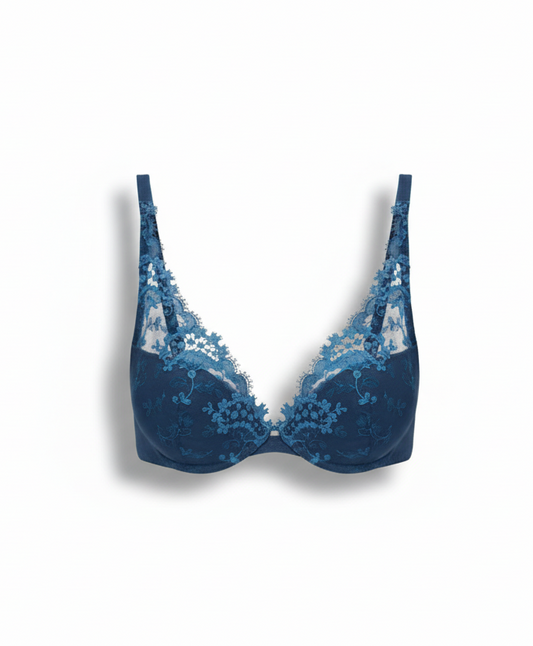 Simone Pérèle Wish Triangle Plunge Bra - Petrol Blue - Fashion