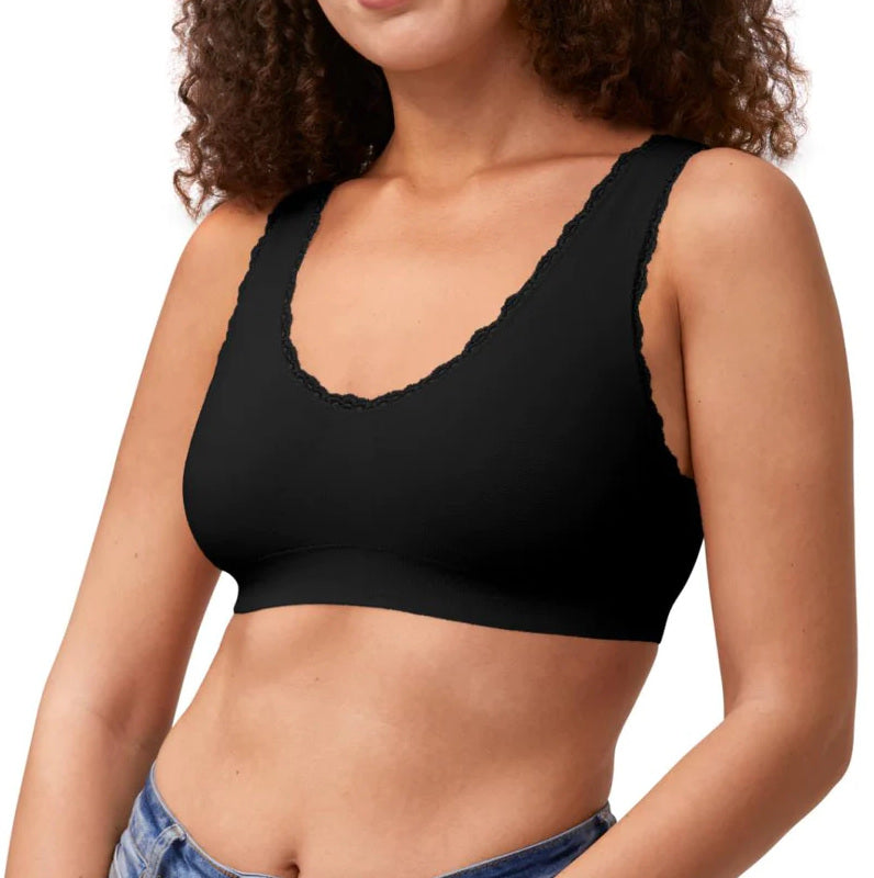 Amoena Kitty Seamless Pocketed Bralette- Black Lacey, wireless