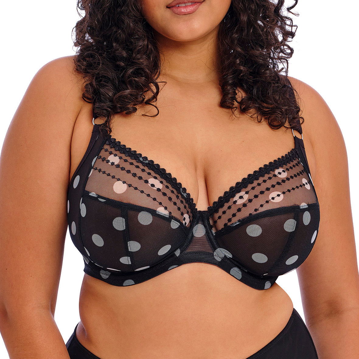 Black Dot Elomi Matilda Underwire Plunge Bra