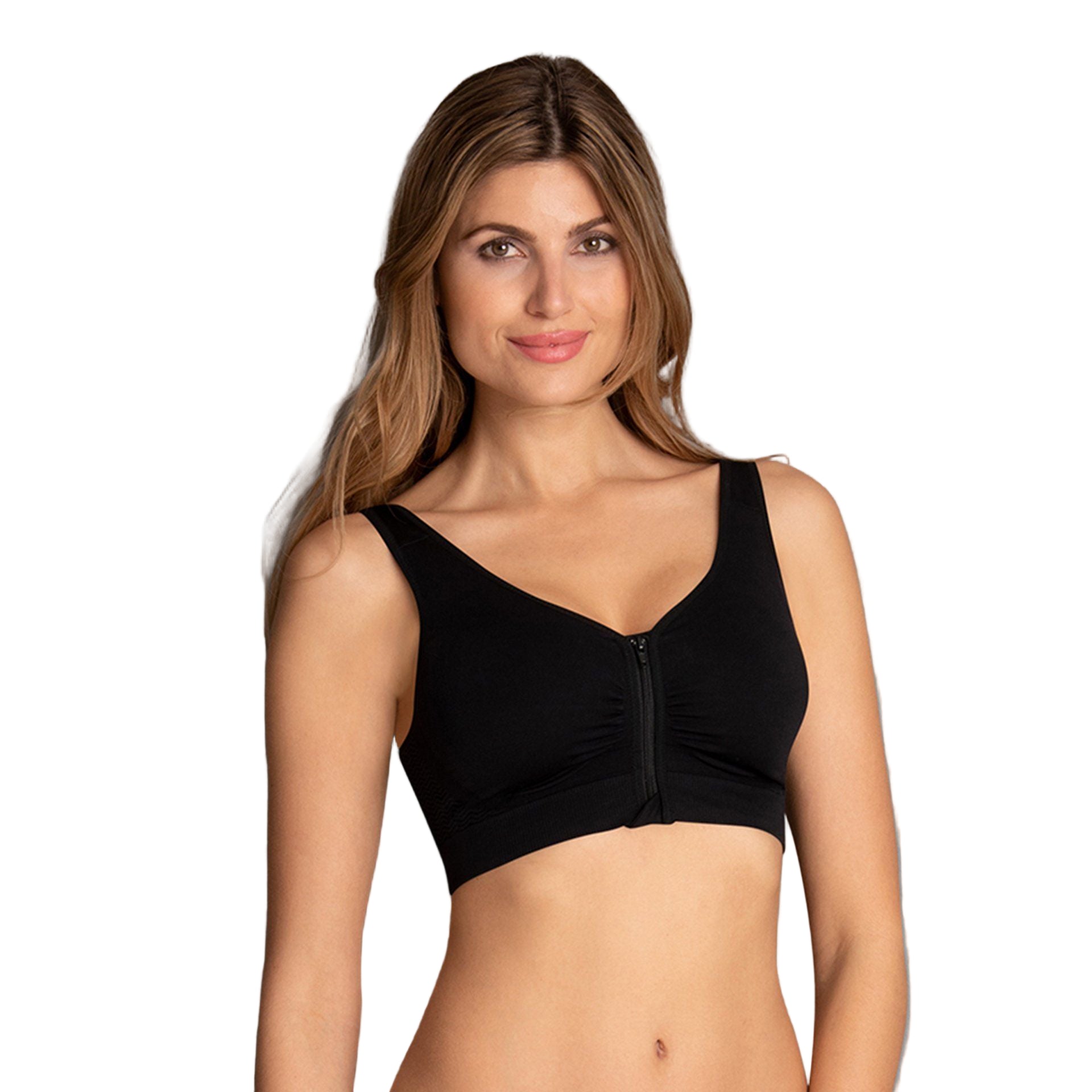 Black Anita "Lynn" Wireless Front-Zip Bra