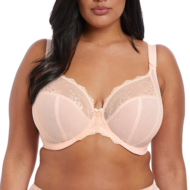 Elomi Charley Banded Stretch Lace Plunge Underwire Bra (4382),32H,Honeysuckle  