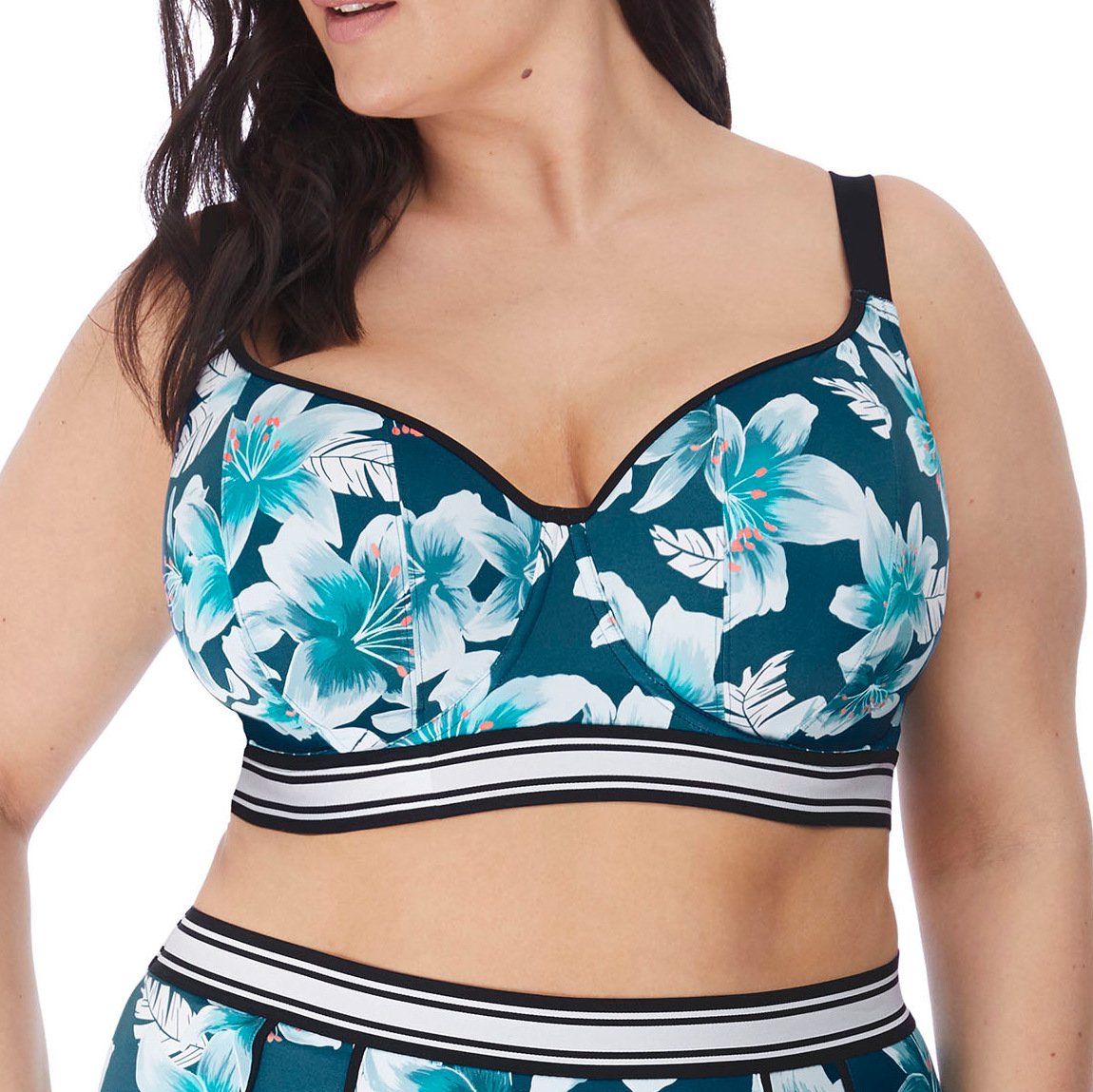 Elomi "Island Lily" Sweetheart Crop Top Bikini