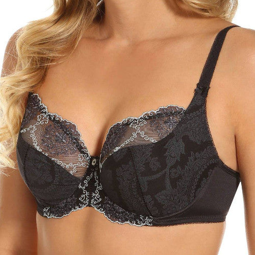 Cosmogonie Exclusive longline balconette bra with cut out detail in black -  BLACK