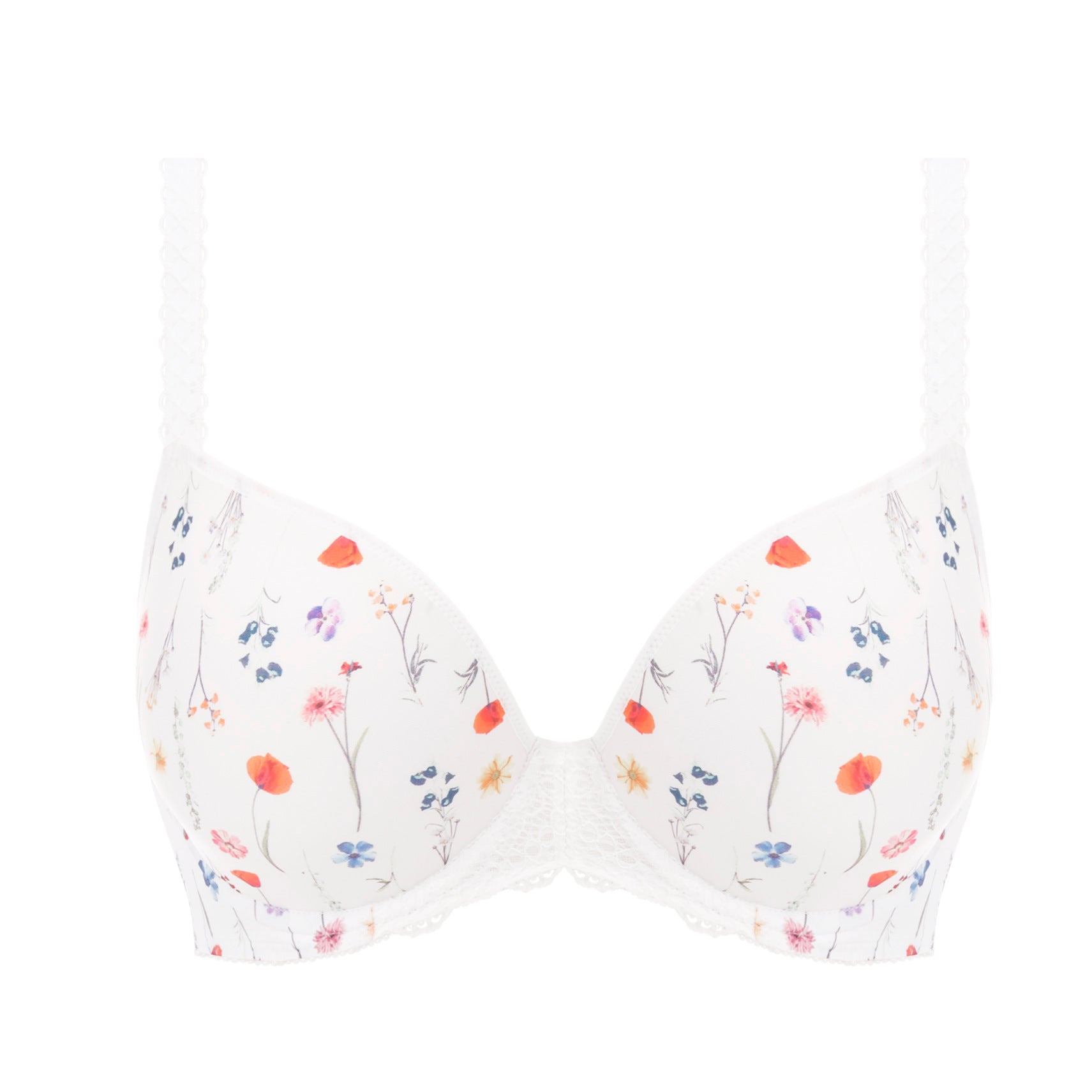 Women'secret tropical flower print cotton push-up bra in white and