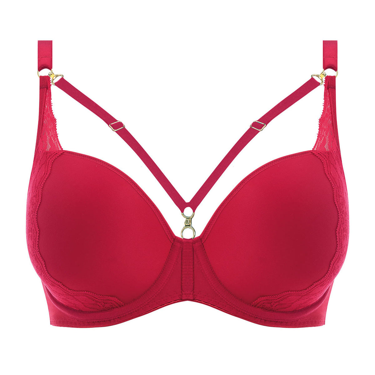 Red Woman Fall In Love Lace Rope Detailed Triangle T-Shirt Bra