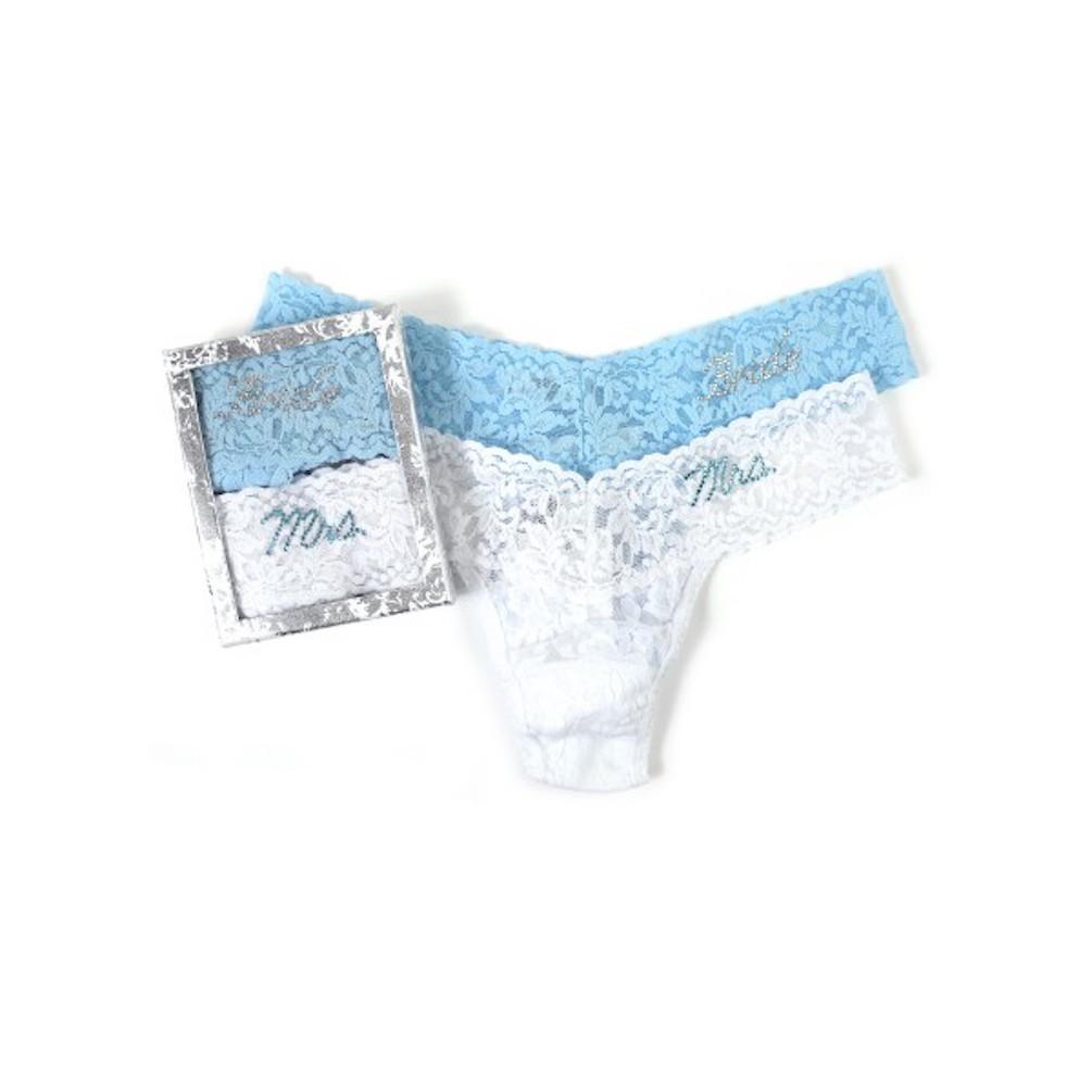 Mrs. Low Rise Thong in White-Blue Crystals