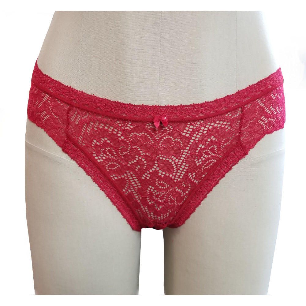 Women Sexy Lace Panties Underwear with Cute Bow Midnight Lingerie Briefs