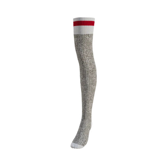 Grey Red Pook Thigh-High Sky-High Knee Socks