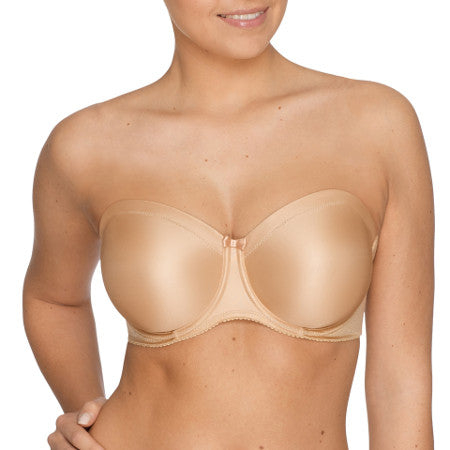 Cognac Prima Donna Satin Strapless Wire Bra